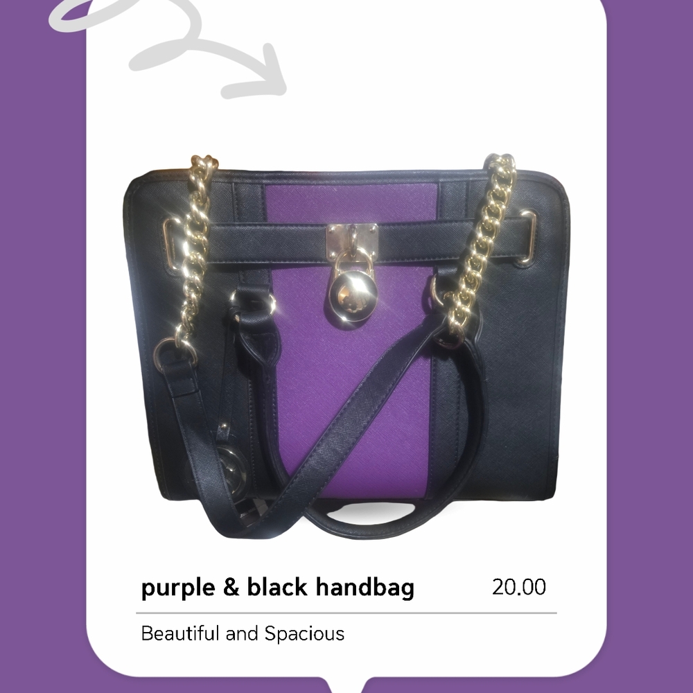 Elegant Purple and Black Handbag